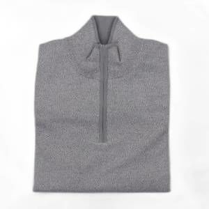 NEW HAGEN men's cotton-cashmere quarter zip in marled silver